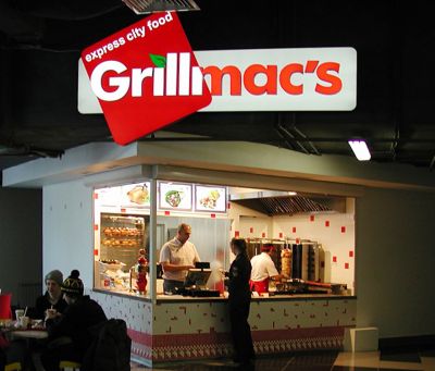 Вывеска нестандартной формы для сети гриль-ресторанов Grillmac's